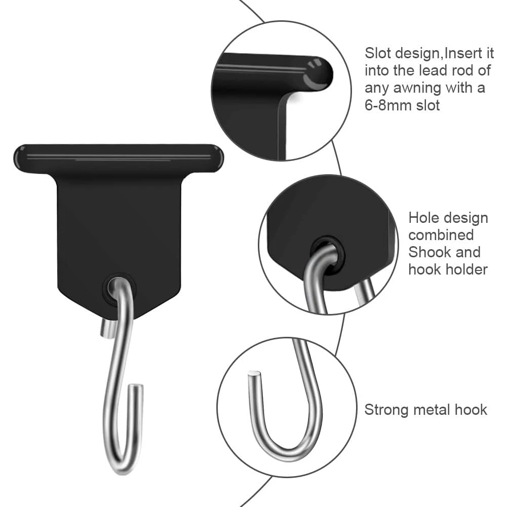 Practical RV Awning Hooks Piping Strip Hooks S-shaped Set Reusable 16PCS 16x ABS+Metal Camping Piping Rail Hook