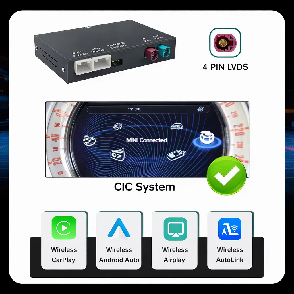 Draadloze CarPlay Android Auto Decoder voor BMW Mini R55 R56 R58 R60 R61 F54 F55 F56 Clubman Cooper John Automodule