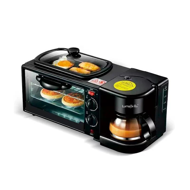 SOKANY 2024 LED Display Breakfast Machine 12L Multifunctional Breakfast Machine New 3 in 1 Black Electric Carton Frying Pan 4pcs