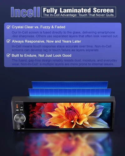 Imagen 2 del producto Radio para Auto MP5 Universal de 1 DIN y 6.86 Pulgadas, Compatible con Carplay Inalámbrico, Android AUTO, AUX, USB, BT, Pantalla Táctil, Reproductor Multimedia de Video