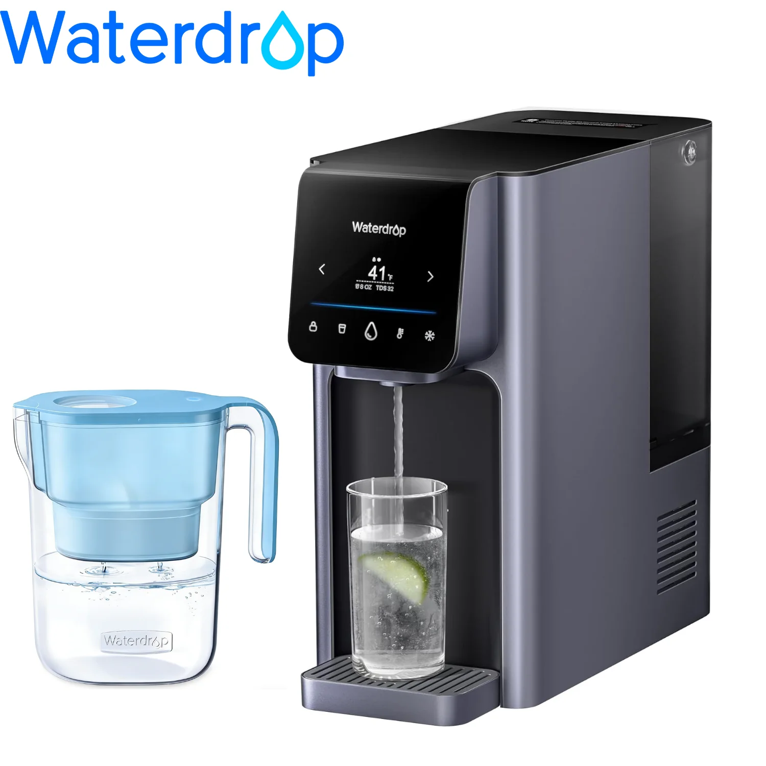 [Caliente y frío] Sistema de ósmosis inversa para encimera Waterdrop WD-A1, incluida jarra con filtro de agua Waterdrop con 1 filtro