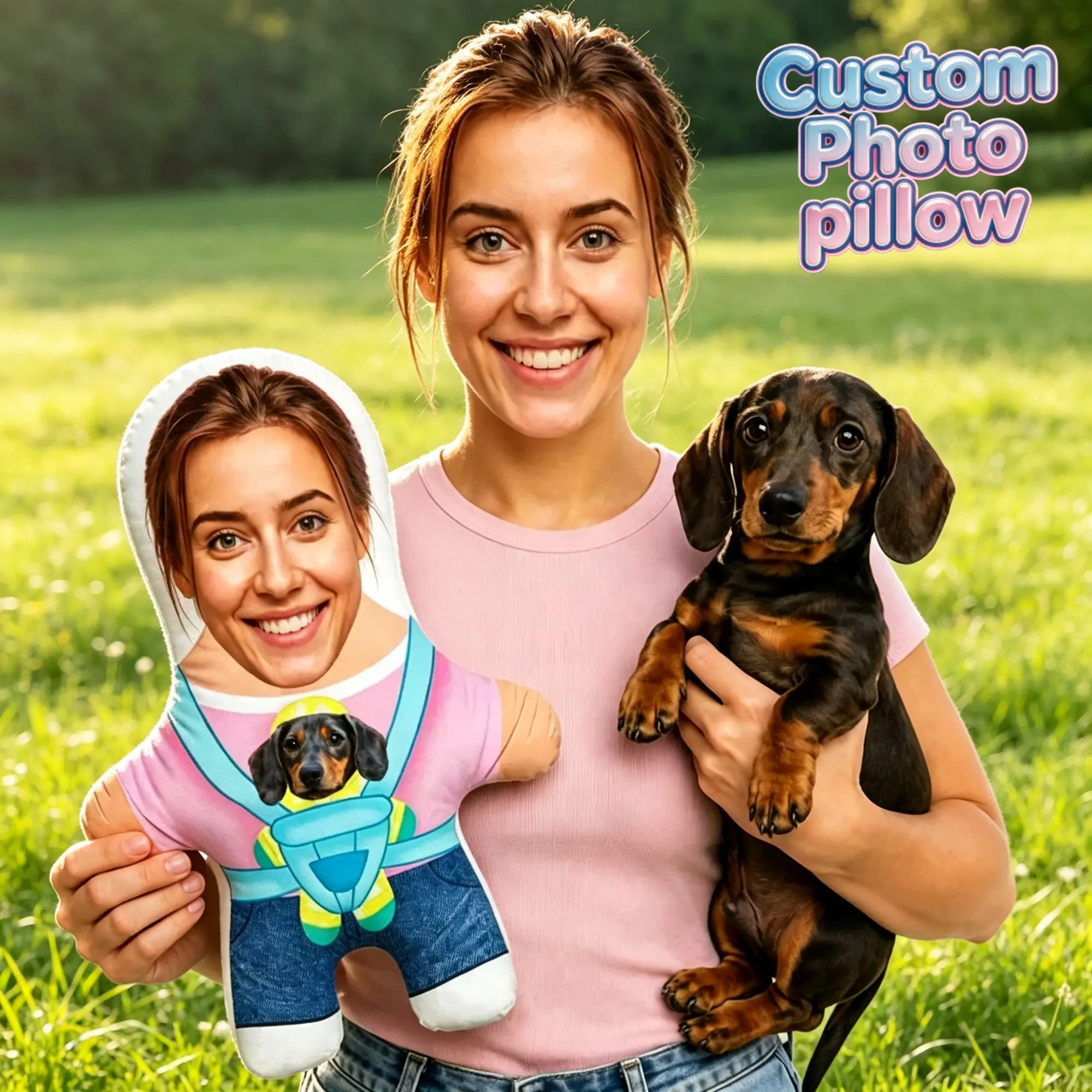 Custom Female Dog Carrier Face Pillow Cushion Double Sided  Stuffed Home Decoration Salon Personalized Plush Pillows Living Room