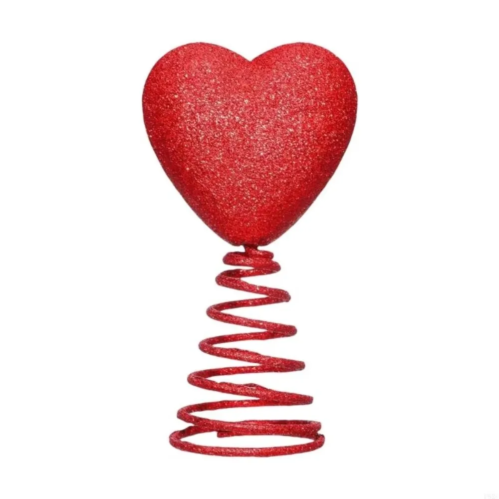 

Red Heart Valentine's Day Decoration Glitter/Velvet Coil Spring Heart Tree Topper Flexible Easy to Install