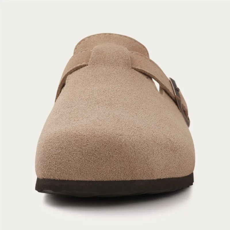 Gacimy Women's Cork Clogs With Arch Support, Adjustable Buckle, Fashion Suede Slippers_voghion.com