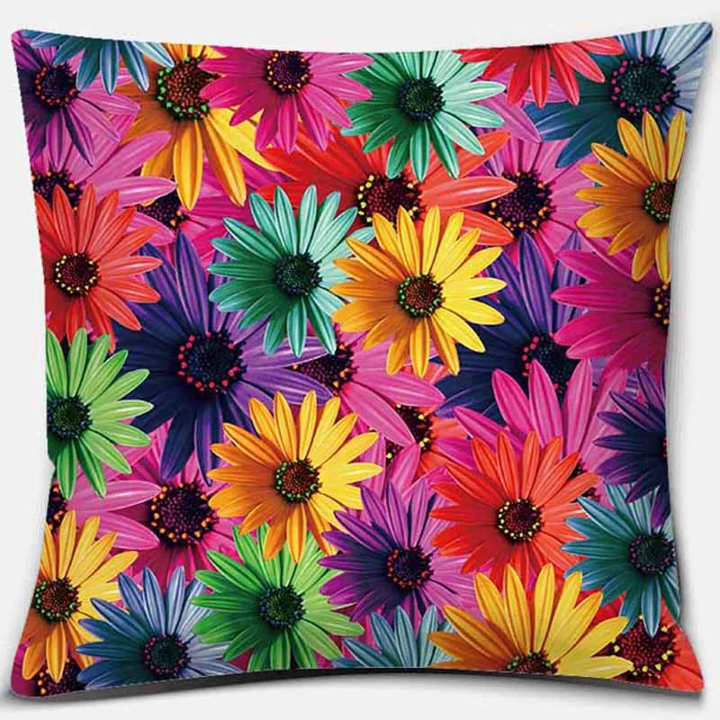 Rainbow Print Square Pillowcase Home Decor Car Sofa Cushion Cover