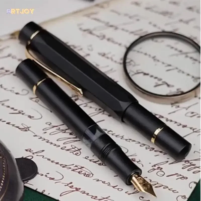 

KAWECO PISTON Sport Vintage Black Fountain Pen - Resin Piston Filling EF/F Nib Elegant Writing Gift Set with Smooth Ink Flow