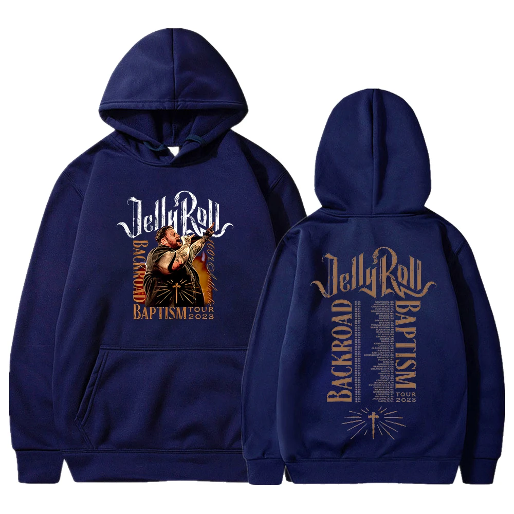 Jelly Roll-Sweat à capuche à manches longues pour hommes et femmes, Streetwear, Hip Hop, Backroad, Baptême, Tour du monde, Vêtements, 2023