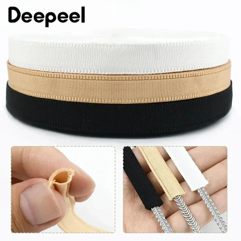 5/10M 10mm Tubular Webbing Strap Bra Fishbone Protective Sleeve Ribbon Swimsuit Corset Fixed Tape Lace Trim Sewing Accessories