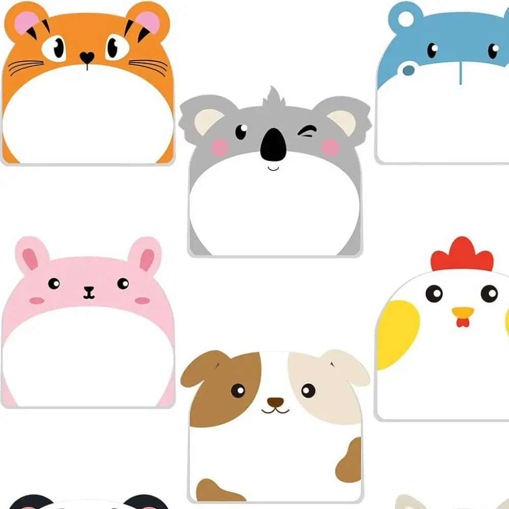 12Pcs Cute Animal Sticky Notes Set Thickened 30 Sheets Self-Adhesive Sticky Notes Removable Square Memo Pad Student