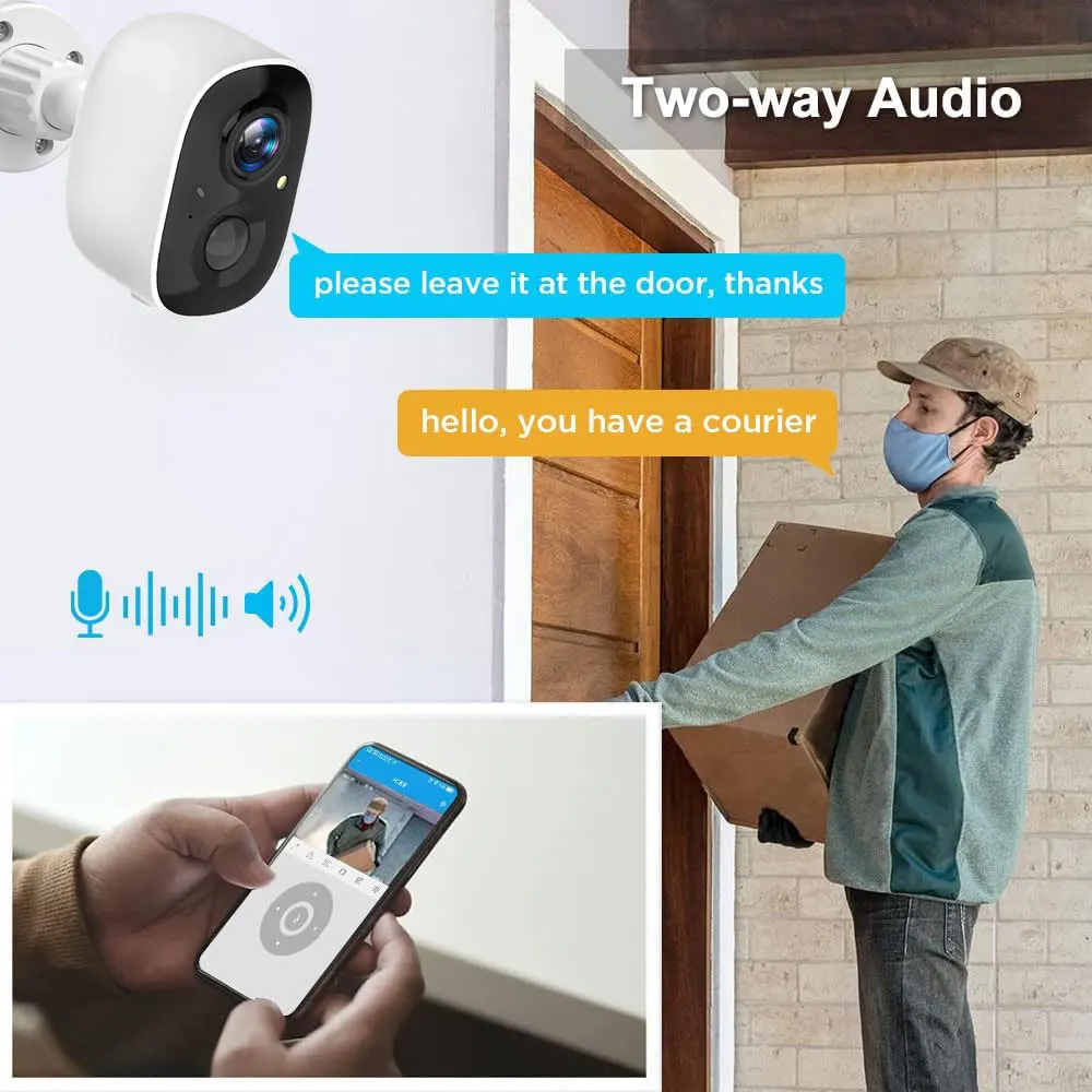 5MP WiFi Solar Camera, Built-in Outdoor Battery, 365 Days Backup, Two-way Audio PIR Human Body Detection Safety Protection