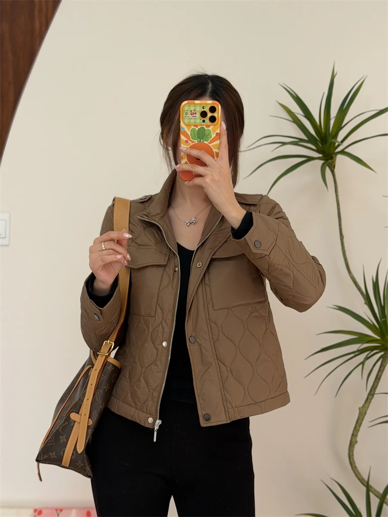 

Женская зимняя тонкая куртка Slim Fit с ромбовидной строчкой, 90% белого утиного пуха, прочная, экологичная, корейская, свободного кроя, с длинными рукавами