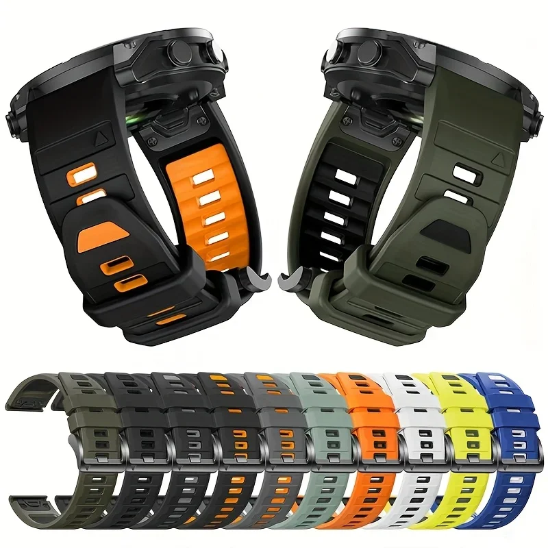 Cinturino per orologio Garmin Fenix 8 9 Pro 43mm 47mm, in silicone, con sistema di aggancio rapido, disponibile nelle misure 22mm e 26mm. Cinturino per Garmin Epix/Fenix 7X 6X 7S Pro.