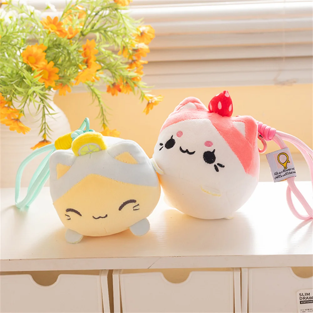 12 cm simpatico peluche frutta gatto peluche limone fragola gatto ciondolo decorazione zaino regalo Kawaii per ragazze e bambini