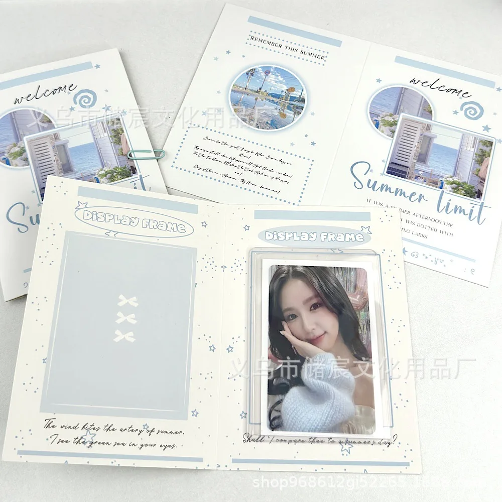 Imagem -02 - Coreano Ins Verão Brisa do Mar Dobrável Cartão Traseiro Kpop Polegada Photocard Titular Menina Vender Cartão Faça Você Mesmo Decoração Embalagem Placa Fixa 10 Peças