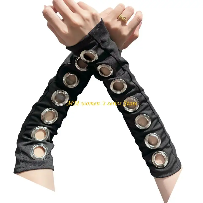 Q39C Cubierta brazo gótico mangas brazo elástico accesorio ropa mano para mujeres adolescentes ropa diaria y evento