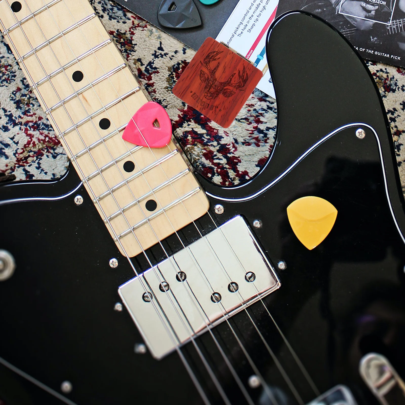 

Guitar Pick Holder Case Wooden Design Keeps Picks Safe and Easy to Find Perfect for Concerts Parties School Trips