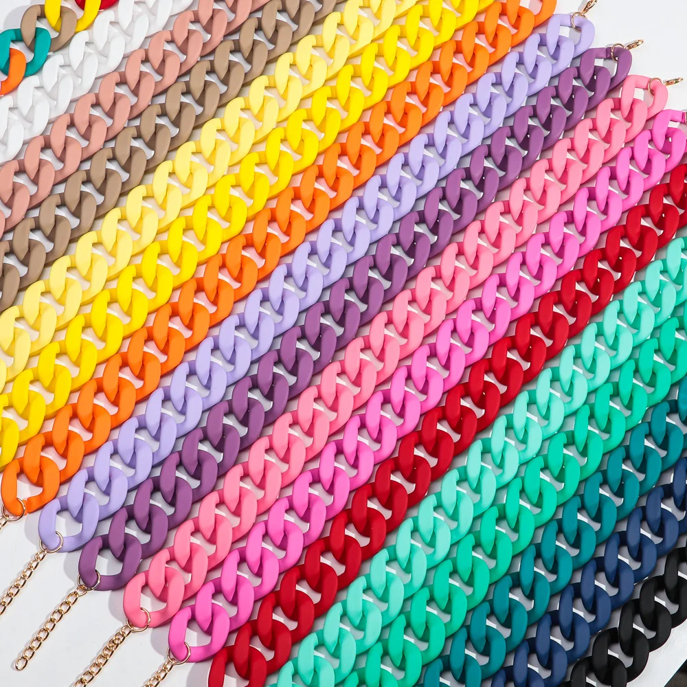 Neue Bunte Matte Acryl Breite Kette Choker Halsketten für Frauen Aussage Böhmischen Harz Chunky Kragen Halskette Mode Schmuck – Detail 16