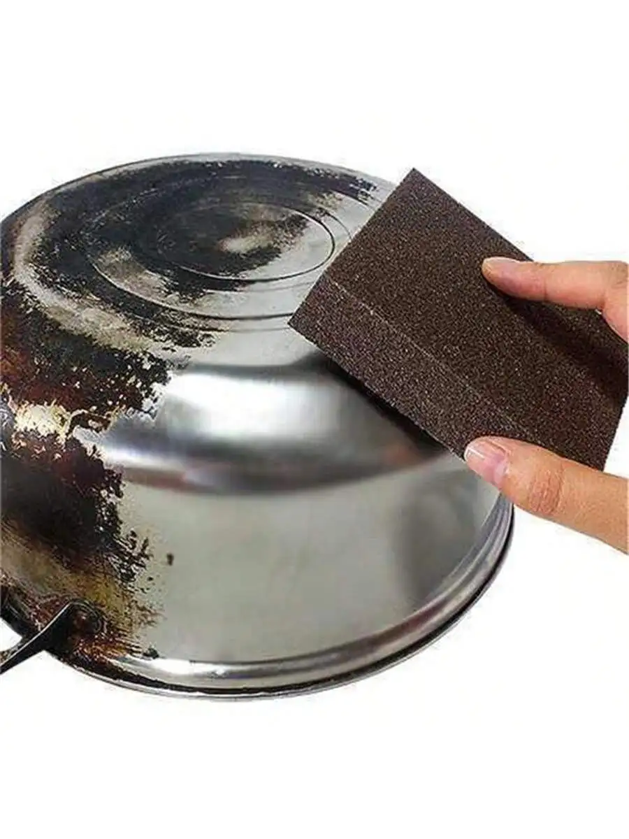 

2 pcs Emery Magic Wipe, Pot Bottom Cleaning Descaling Sponge, Pot Sponge Brush, Iron Rust Removal Sponge, Dishwashing Sponge Blo