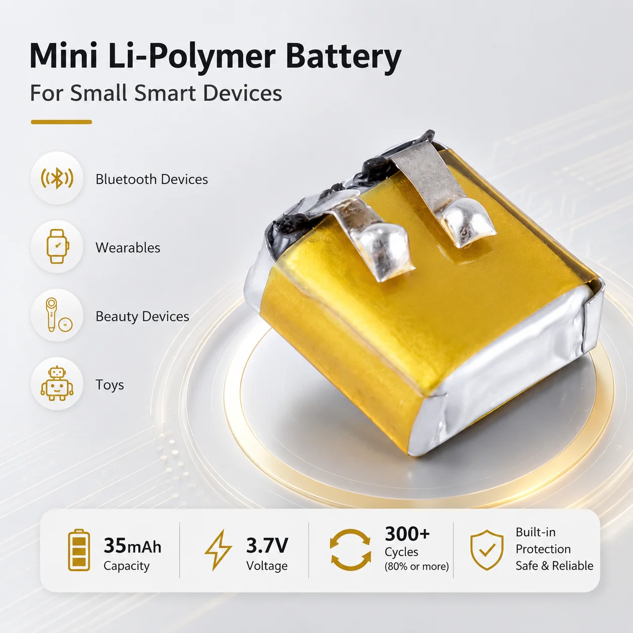 10-50Pcs 501010 501012 3.7V 35mAh LiPo Battery Lithium Polymer Cell for Bluetooth Earbud Mini LED Light Beauty Device