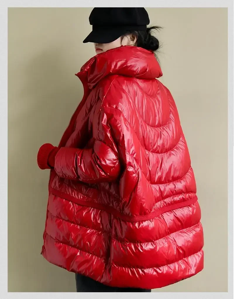 Doudoune européenne d'hiver pour femme, veste surdimensionnée tricotée à épissure ample, pour banlieue, 2025