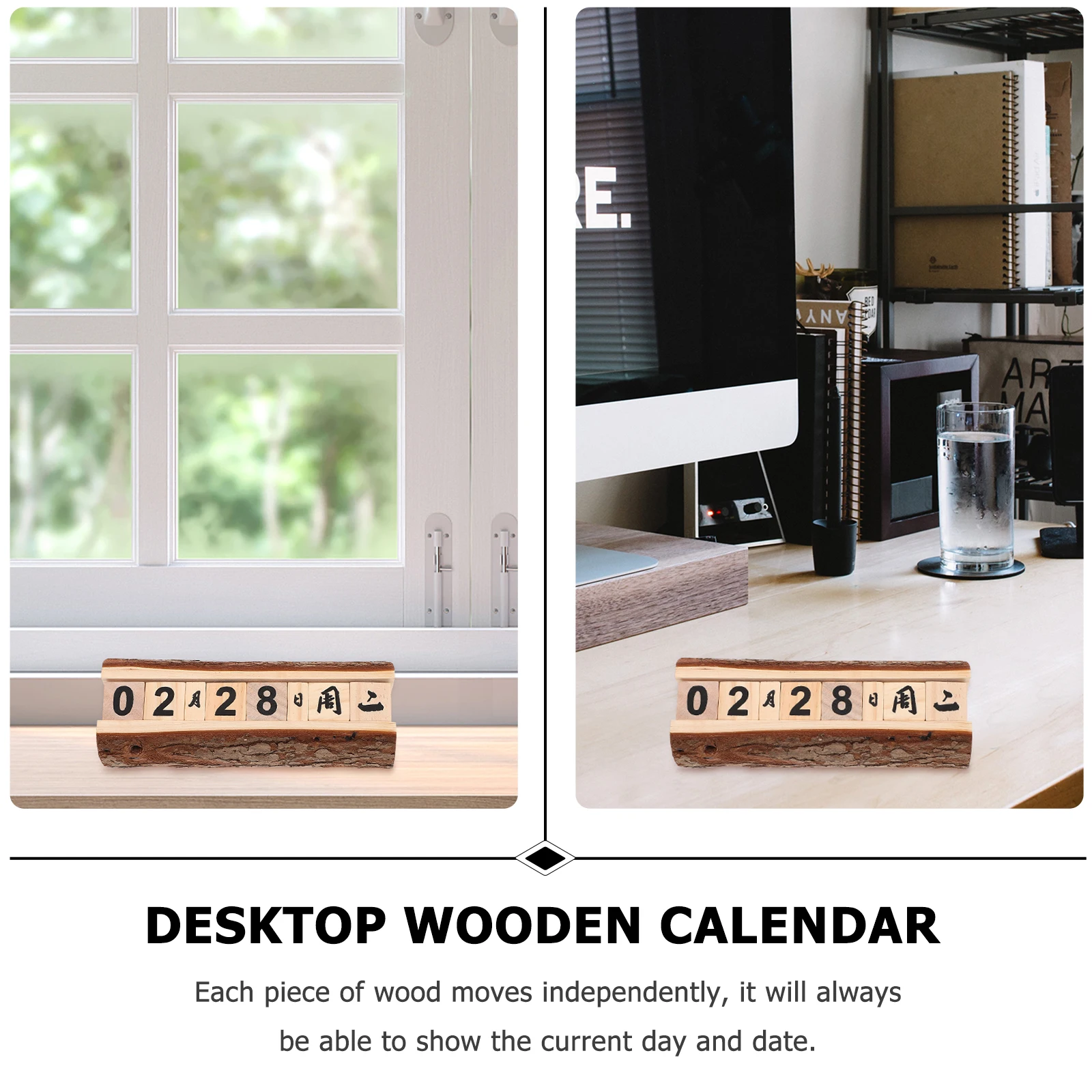 

Home Office Wooden Desk Desktop Wooden Calendar Festival Desk Block Calendar Gift Decor Lightweight Portable