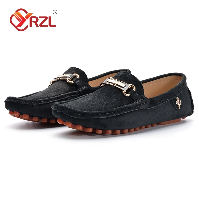 YRZL Loafers Men Big Size 48 Soft Driving Moccasins High Quality Flats Genuine Leather Shoes Men Slip-on Suede Loafers for Men