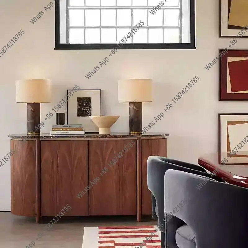 

Bb French Black Walnut Side Chest Cabinet Entrance Slate Bedroom Audio-visual Cabinet TV Cabinet Drawer Locker