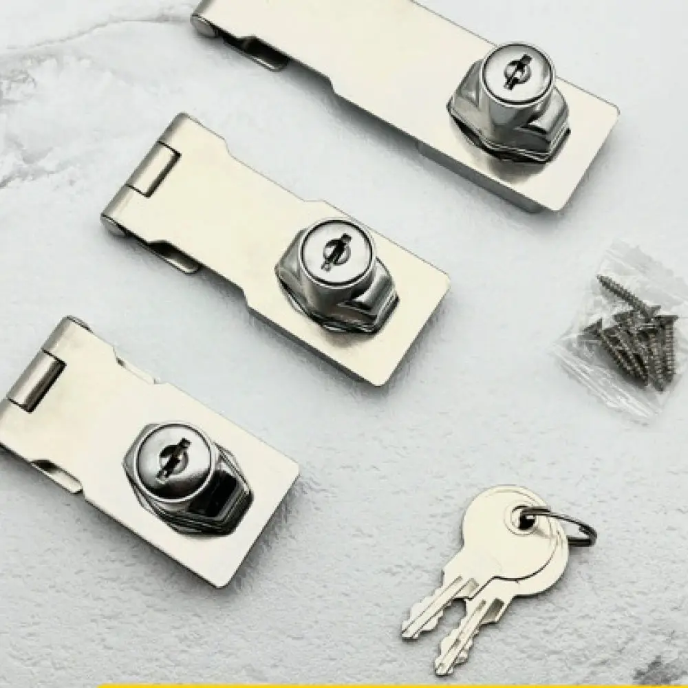 Stainless Steel Anti Theft Hasp Lock With Keys Security Latch For Cabinet Box Furniture Hardware Thickened Mounts