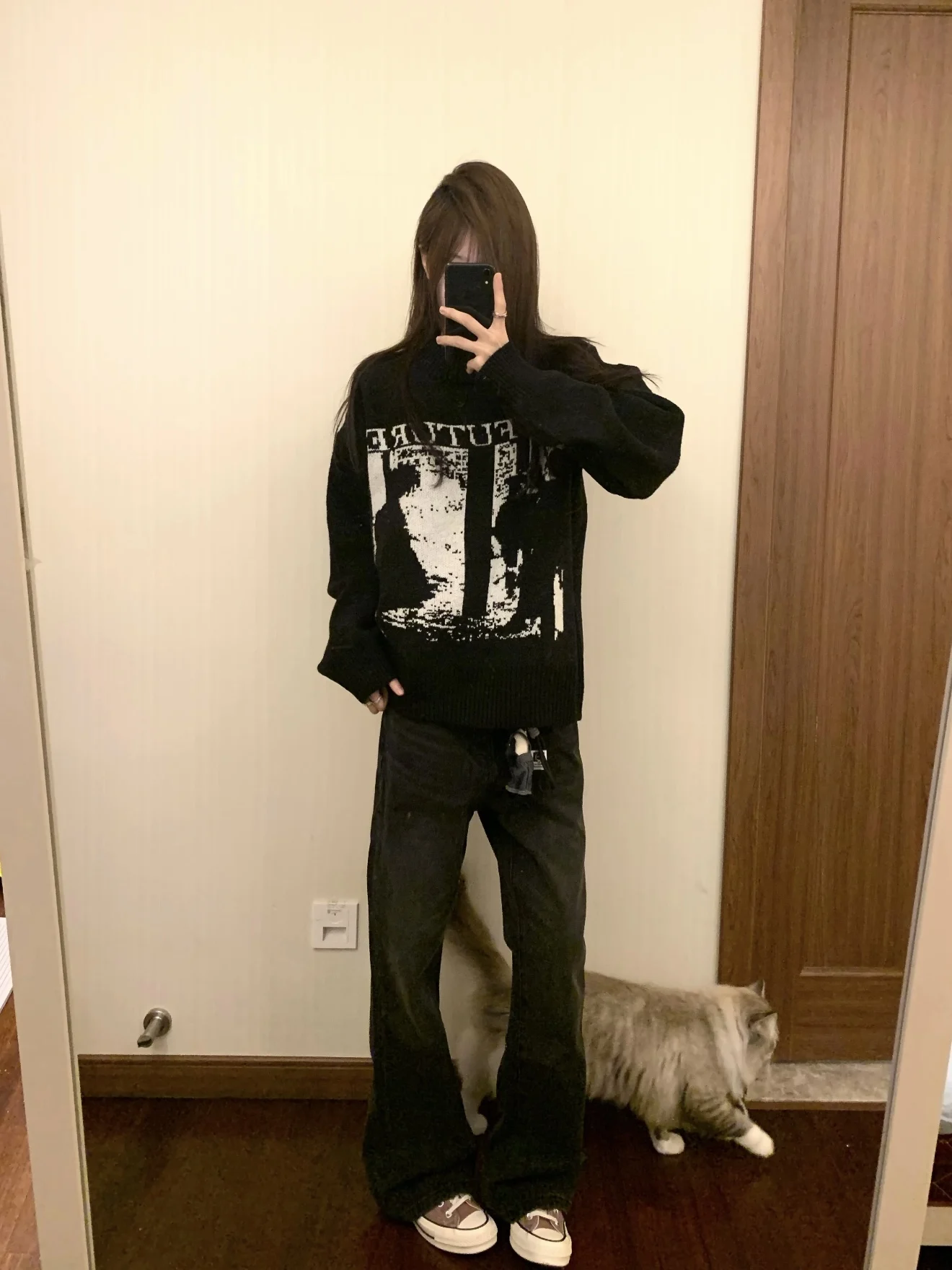 

Американский ретро слоган Intarsia круглый пуловер свитер для мужчин и женщин зимний теплый повседневный свободный вязаный топ