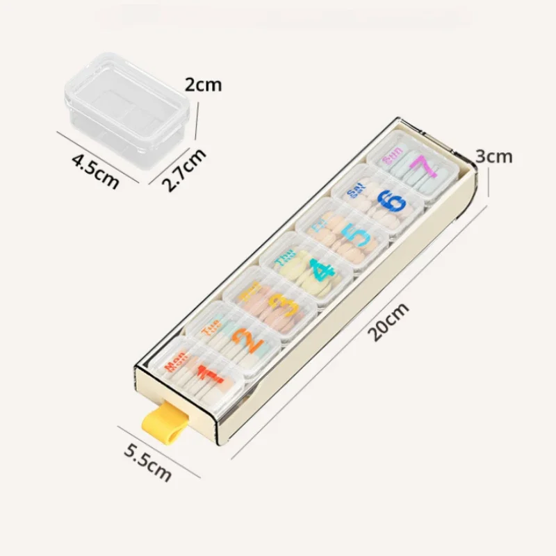 Portable 7 Day Pill Box Organizer Travel Pill Storage Compartment Box Medicine Tablet Holder Pill Dispenser for Travel