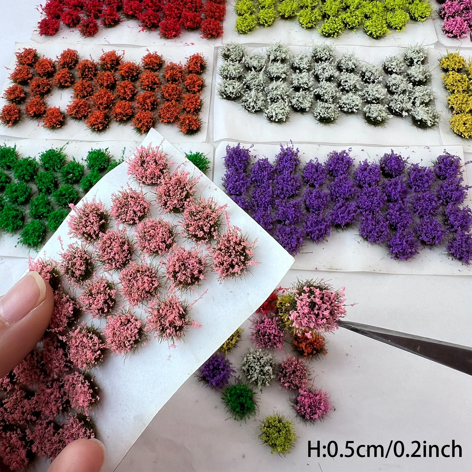 32 Buah Kelompok Bunga Miniatur 5Mm-Aksesori Diorama DIY untuk Permainan Model Kereta Api