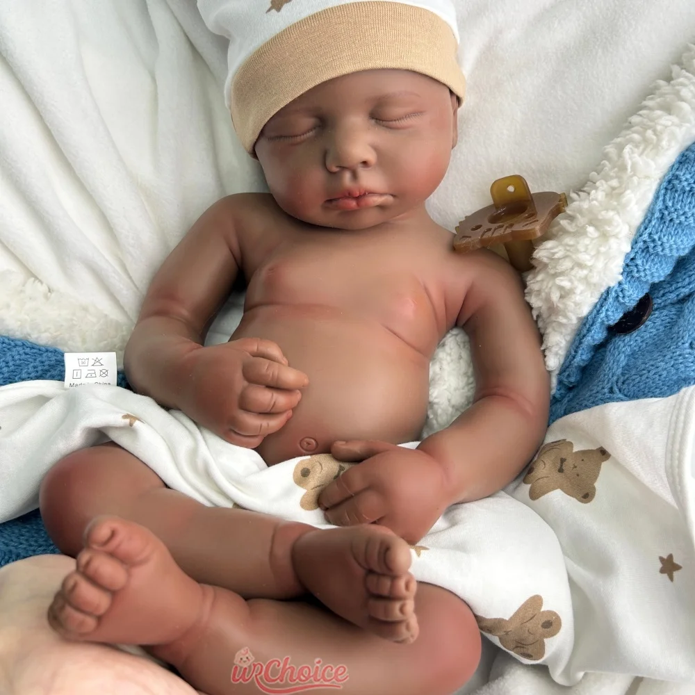20 inch donkere huid Loulou realistische siliconen herboren baby meisje/jongen handgemaakte zachte levensechte waterdichte pop voor filmscènes kinderen speelgoed