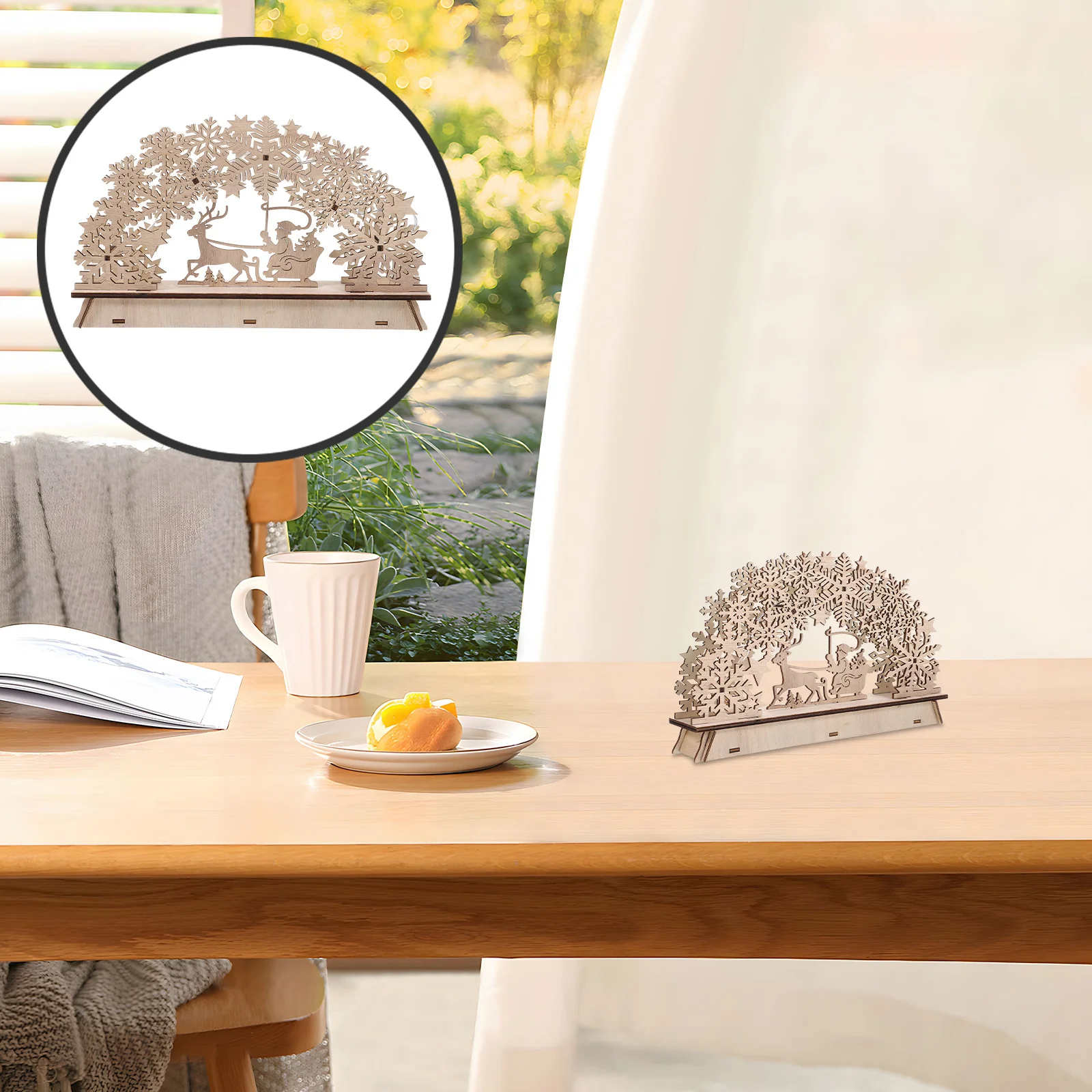 

Christmas Tree Decoration Wooden House Luminous Desktop Ornament Creative Craft for Home Decor Festive Atmosphere