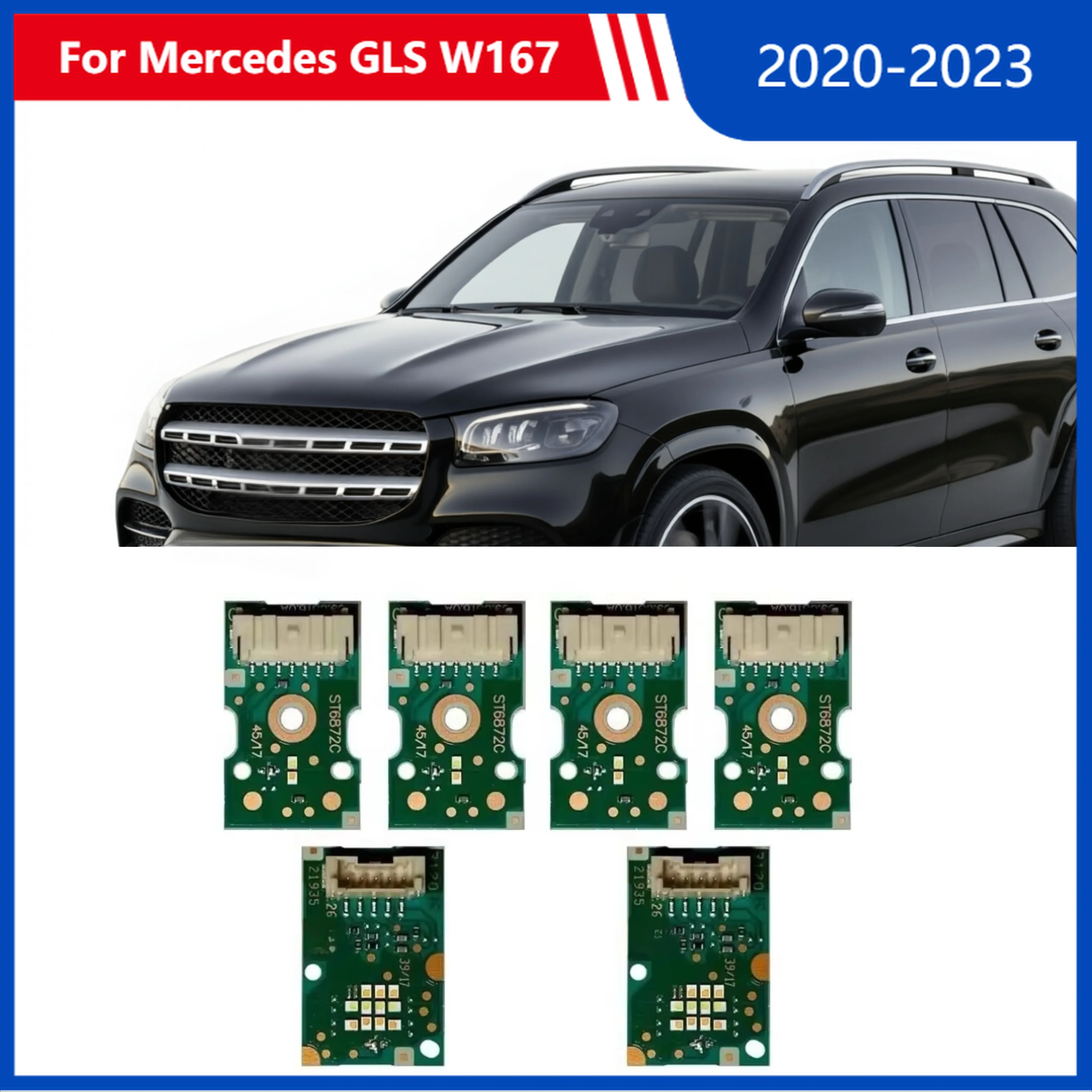 

For Mercedes GLS W167 2020 2021 2022 2023 SUV European Version Car Headlight LED DRL Daytime Running White Light PCB Angel Eye