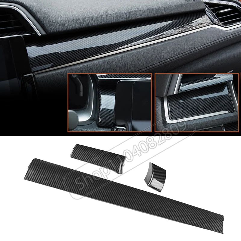 

Накладка на панель приборной панели центральной консоли автомобиля для Honda Civic 10th 2016-2021 3 шт., стиль из углеродного волокна ​ ​ ​ ​ ​ ​ ​ Интерьерные аксессуары