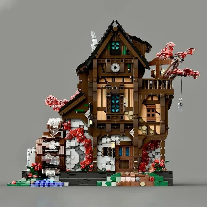 Moc 빌딩 블록 레트로 중세 건축 모델 Waterhouse 기술 모듈 빌딩 블록 장난감 DIY 세트 조립
