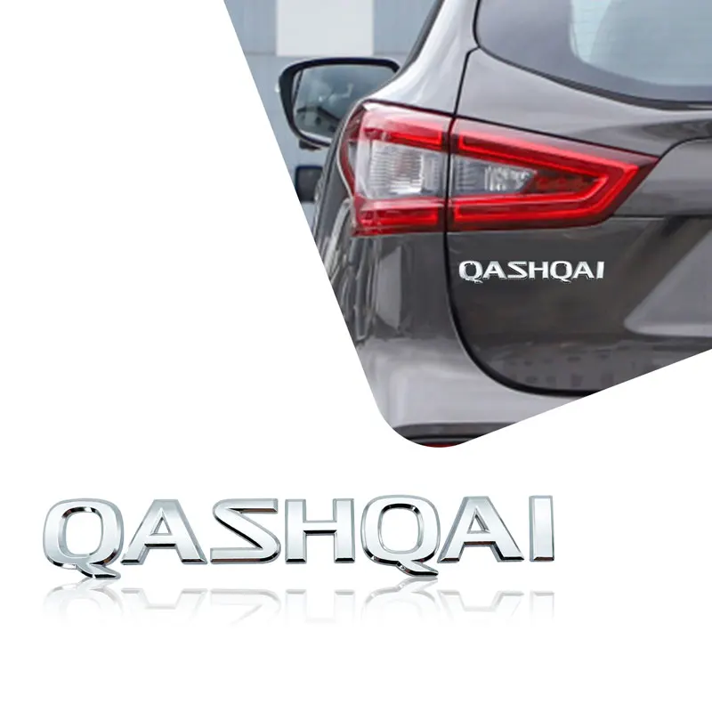 Car Decor 3D ABS Plastic Silver/Black QASHQAI Letter Logo Rear Trunk Tail  Emblem Sticker Decoration Car Styling Accessories