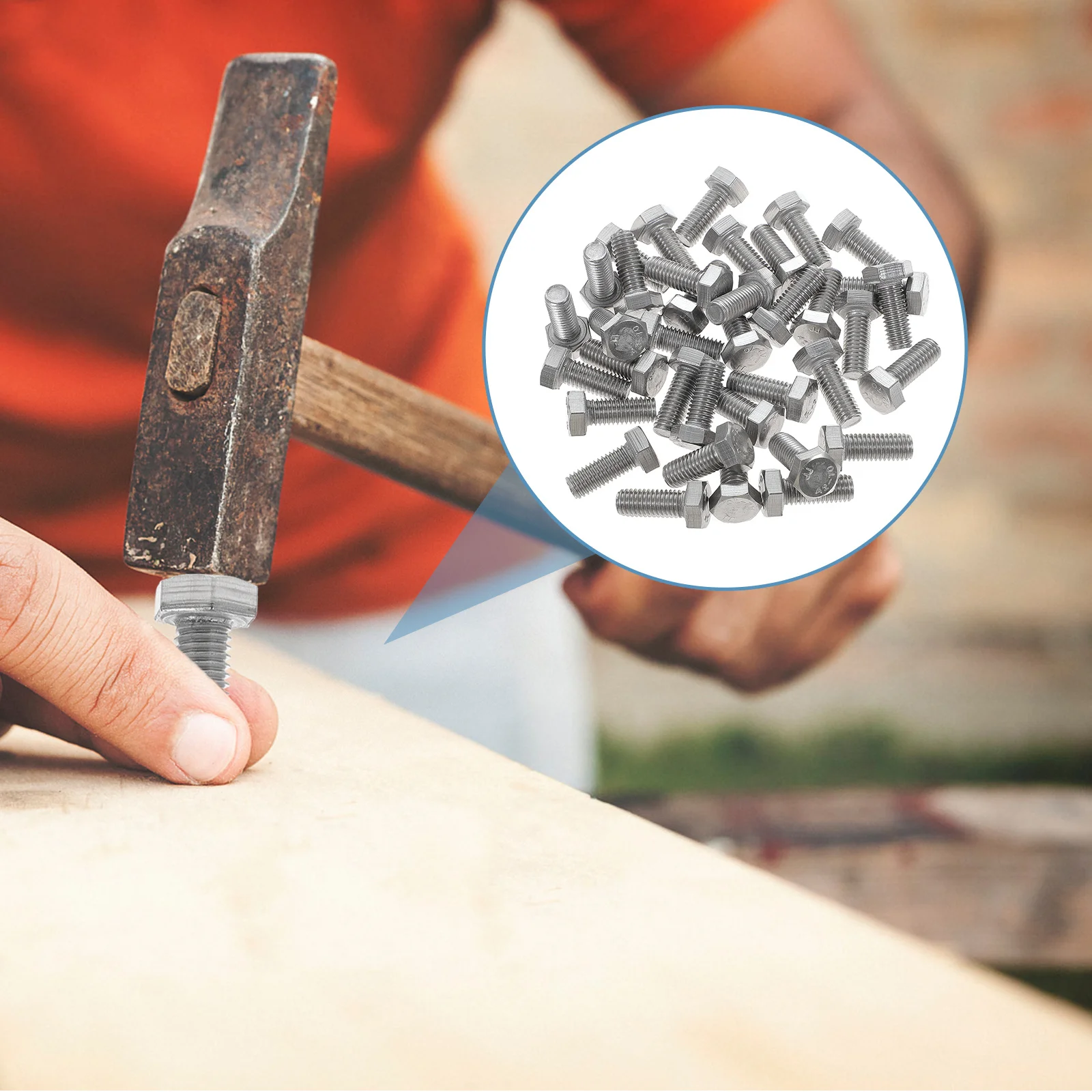 

40Pcs Hexagon Head Bolts 304 Stainless Steel Fully Threaded Durable Cold Resistant Furniture Mounting Screws for Wood Automotive