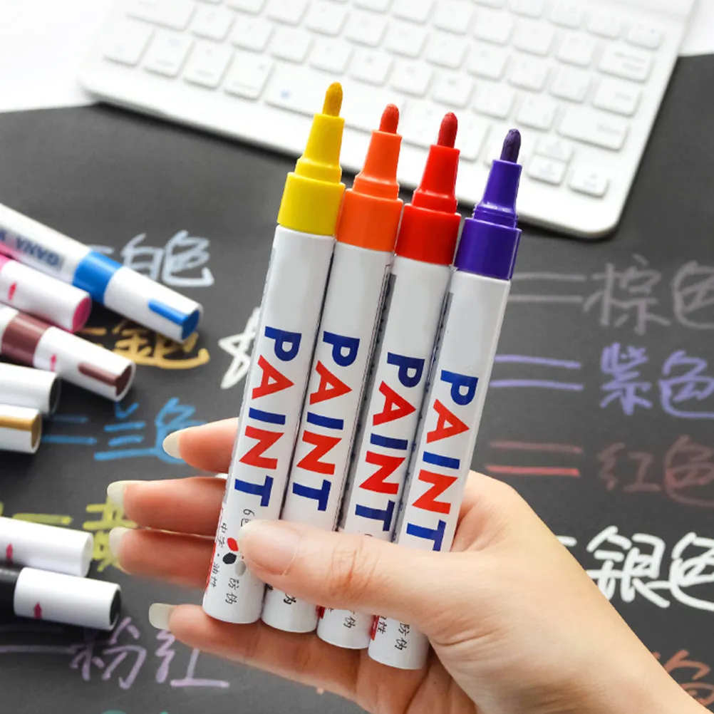 

6Pcs Industrial Paint Marker Pens Waterproof Acrylic Color Markers for Car Coat Repair Home Office Painting Projects