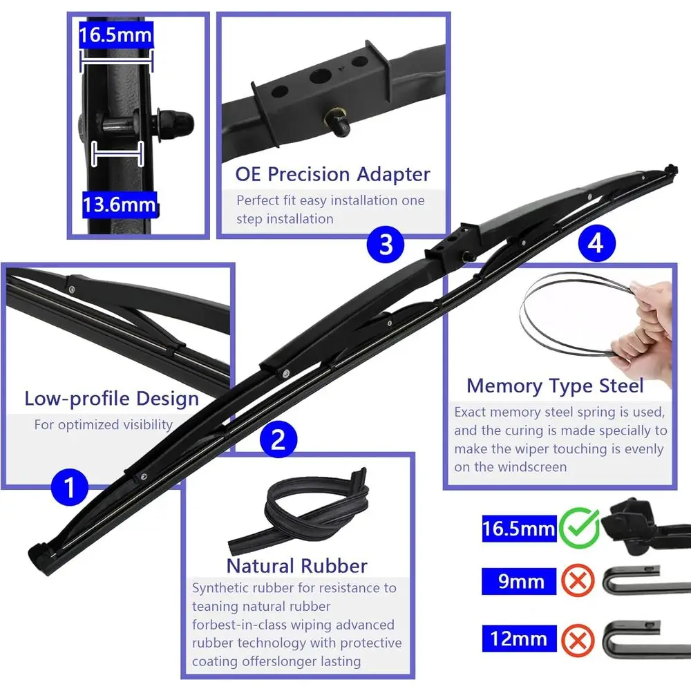 2 قطعة 26 "الشديدة التحمل الزجاج الأمامي السرج جبل ممسحة شفرة استبدال للمنزل الترفيهي مركبة RV والحافلة مع 1 قطعة سيارة #2
