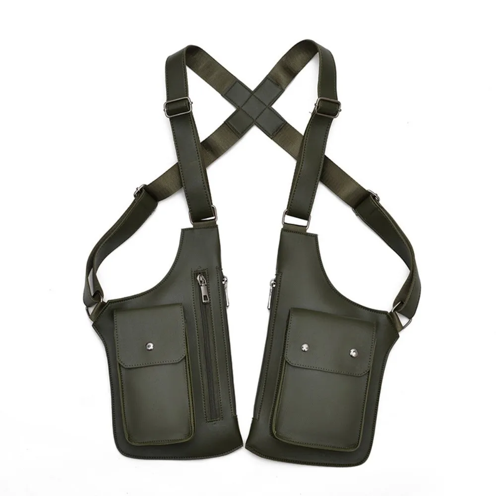 Anti-theft Storage Vest Bag Leather Multi-Pocket Strap Chest Bag Concealed Multifunction Hidden Underarm Shoulder Men Woman