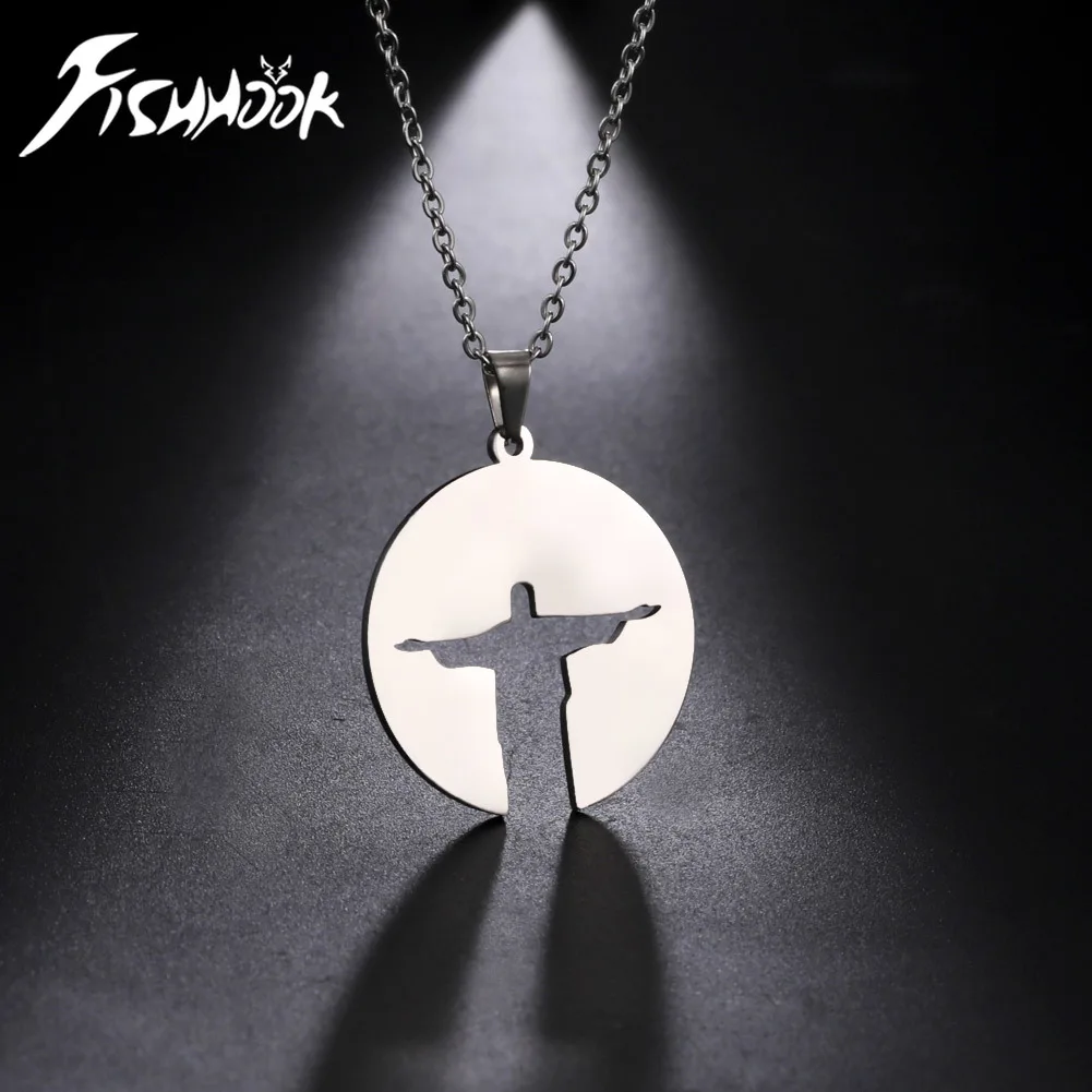 Fishhook Christ the Redeemer Necklace Brazil Rio de Janeiro Jesus Supernatural Chain Amulet Gift For Woman Men Fashion Jewelry