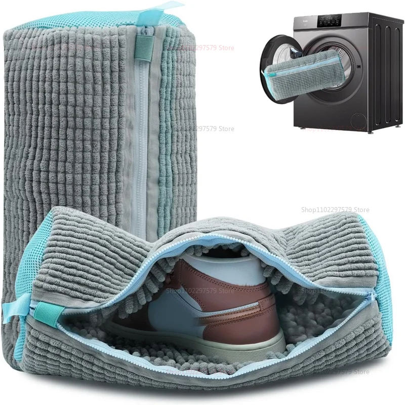 Durable Shoe Washing Machine Bag for All Shoe Types-Yellow with Blue Zipper,Ideal for Sneakers and Casual Shoes,Laundry Wash Bag