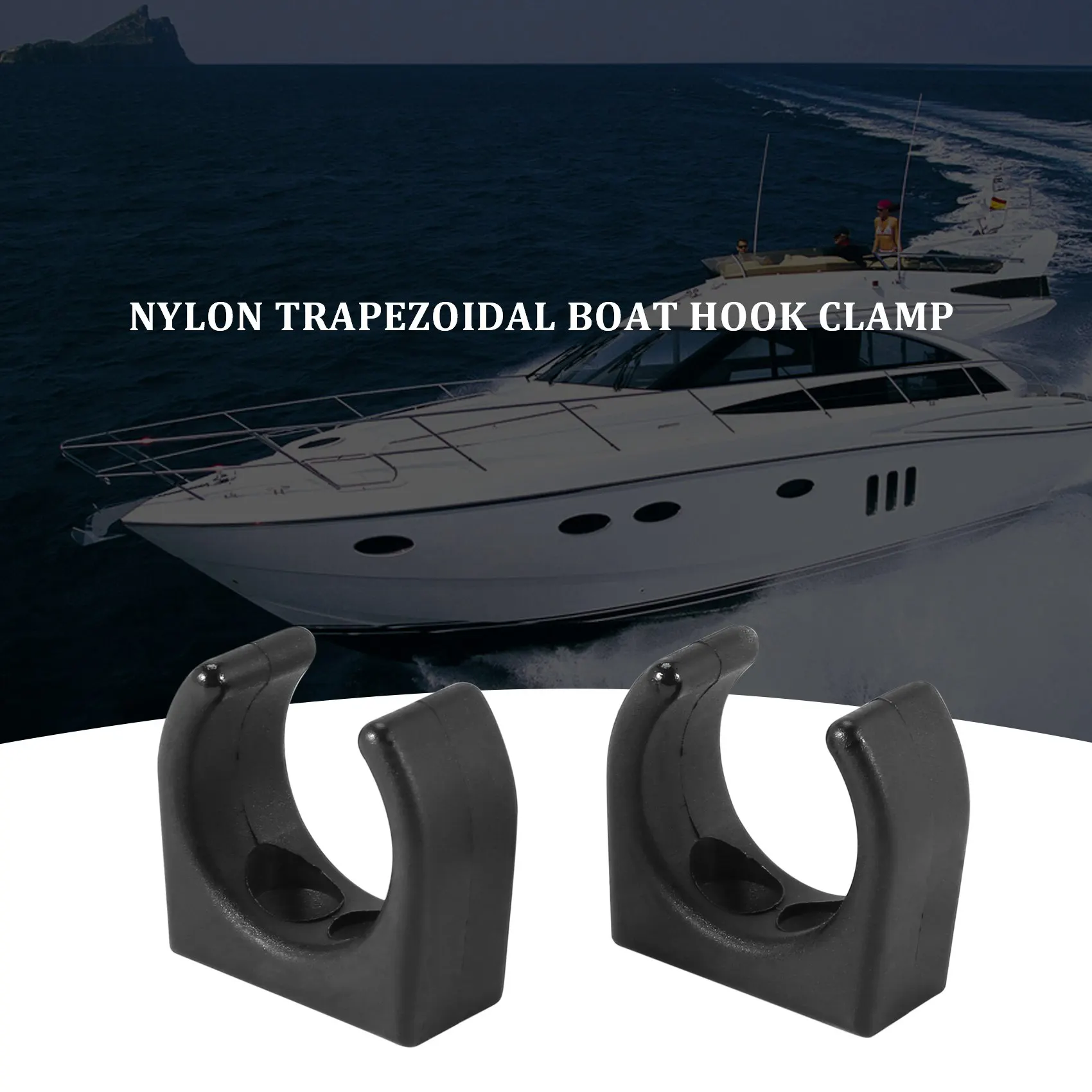 2 Pcs Nylon Ladder Clip Boat Hook Clip for Size 1-1/4Inch Diameter Per Set UV Marine Accessories Yacht Boat,Black