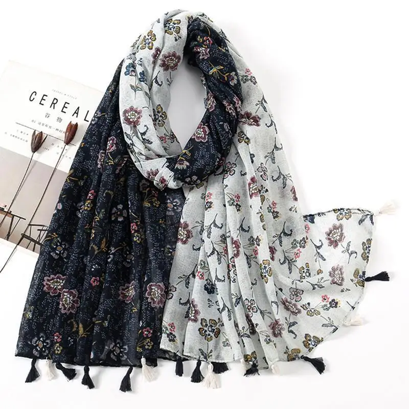 

Retro Patchwork Cotton Linen Scarves Floral Print Women's Faion Accories Decorative Ne Wraps Spring Autumn Wear