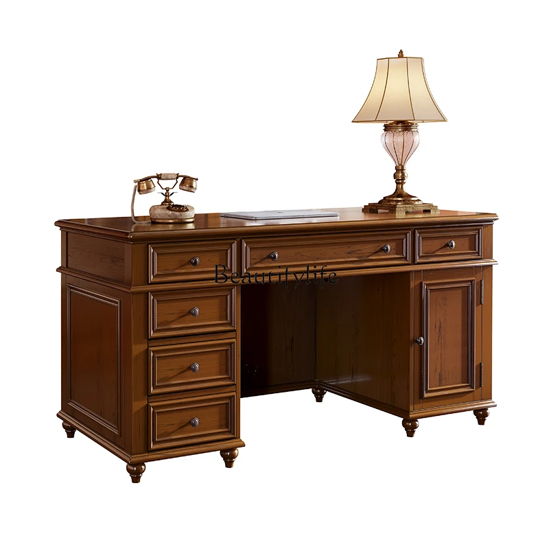 

American solid wood desk modern household small apartment computer desk rural