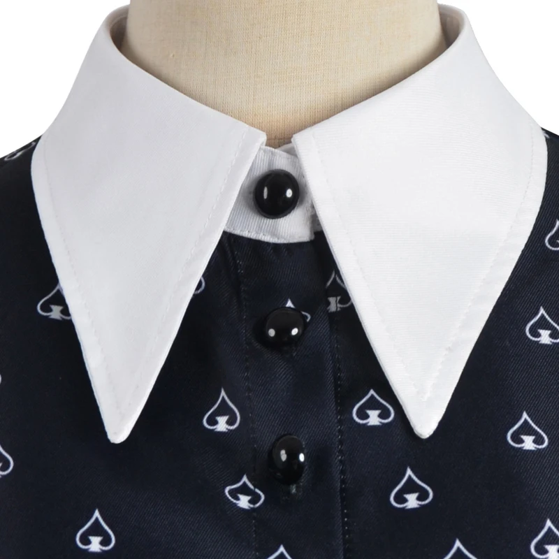 Wednesday Season 2 Black Dress Women Teens Halloween Cosplay Costume Gothic School Uniform With Double Braids Wig & Long Sleeves