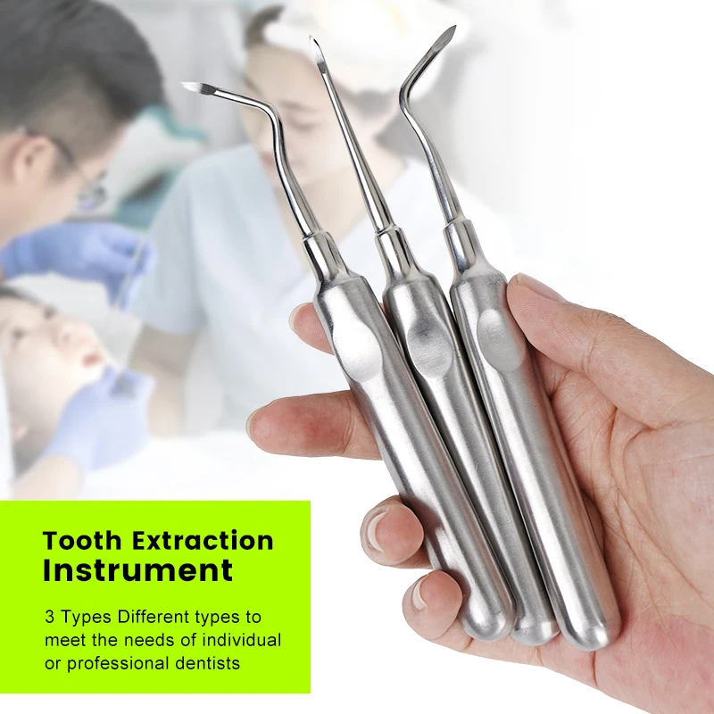 3pcs/set Dental Elevator Forceps Teeth Extraction Pliers Stright Curved Root Lift Dentistry Implant Instruments