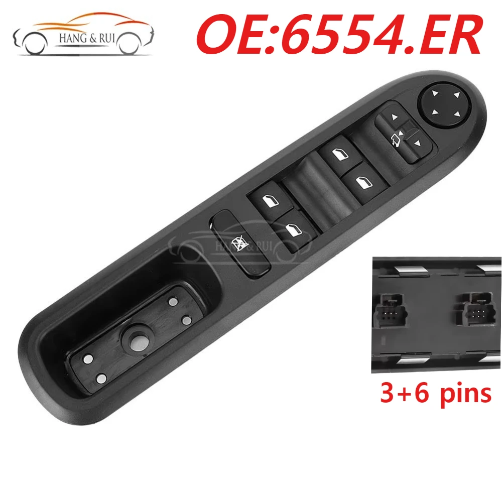 6554.ER Left Driver Side Window Control Switch ABS Power Window Switch 96468704XT For Peugeot 407 SW 532697001
