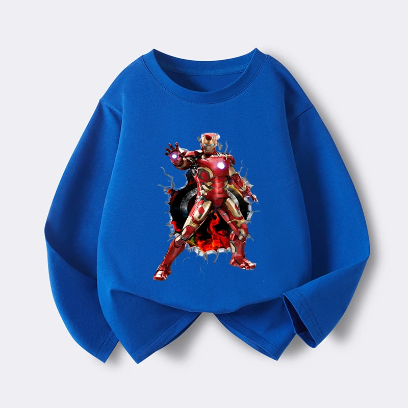 

Модная детская футболка с длинными рукавами «Железный человек», милая детская одежда, пуловер с круглым вырезом для мальчиков, толстовка, блузка, размеры от 2 до 9 лет